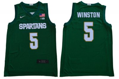 Men Michigan State Spartans NCAA #5 Cassius Winston Green Authentic Nike Stitched College Basketball Jersey WF32D75JW